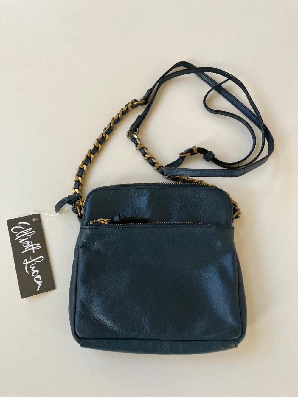 Elliot Lucca Leather Crossbody Bag Zoe Blue NWT